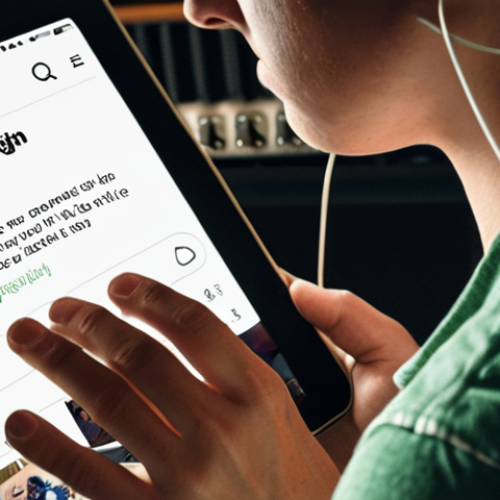**A person listening to music with personalized playlists, discovering a new band from Groningen on Spotify.** (Focus: Music, discovery, Groningen, Spotify)